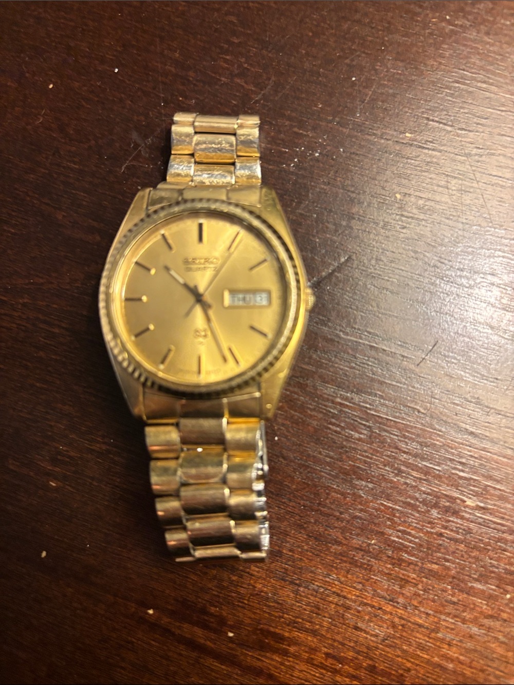 Seiko Gold Tone Watch with Gold Dial and Bracelet